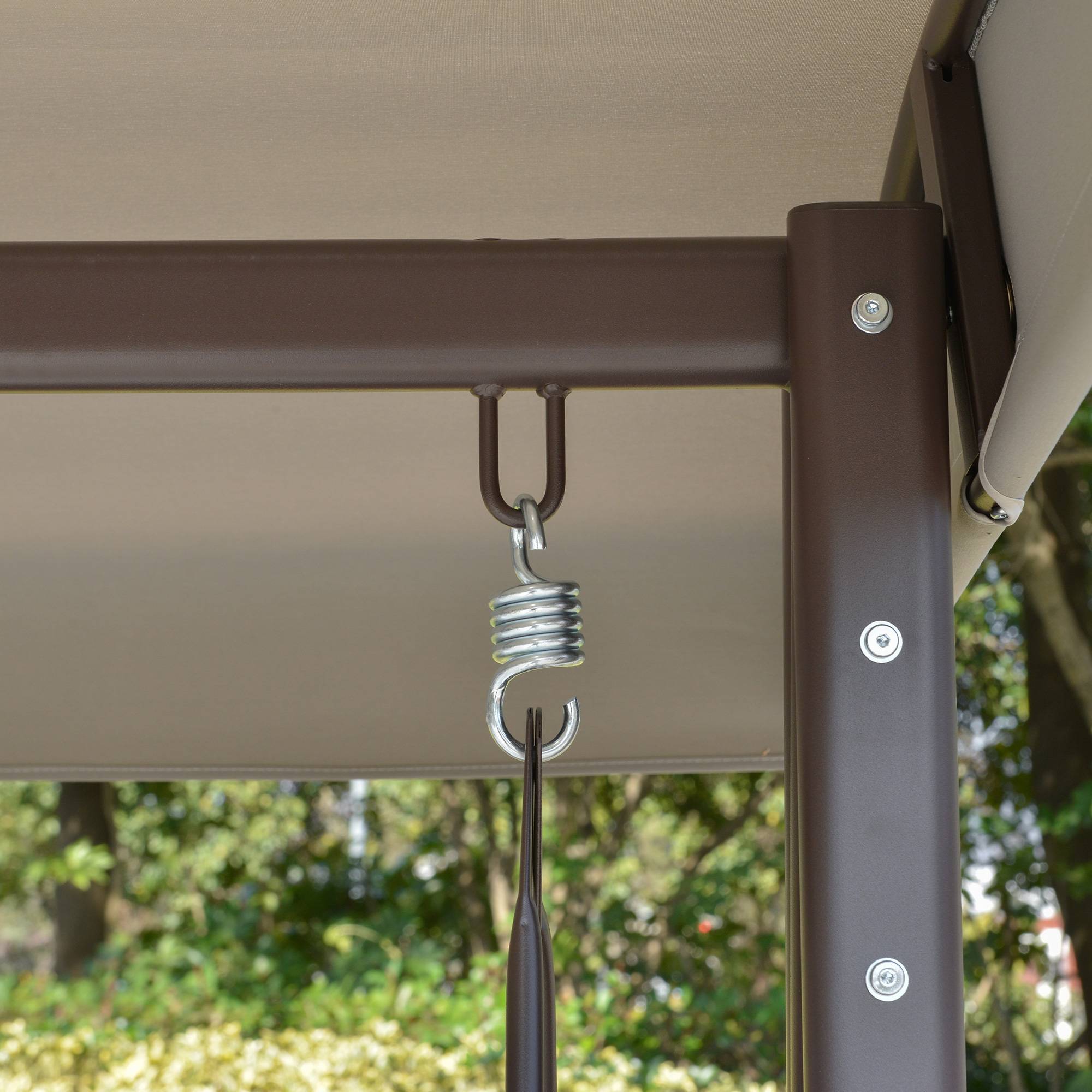 Balancelle de jardin 3 places métal terrasse toit inclinable 206cm gris - ComfortXL Outdoor Living - Image 10