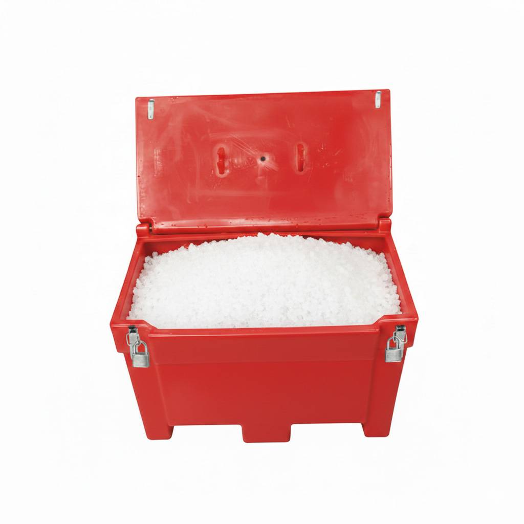 Bac à sable incendie/ à sel de déneigement 300l avec grenouillères+cadenas-plast'up rotomoulage - Imagen 4
