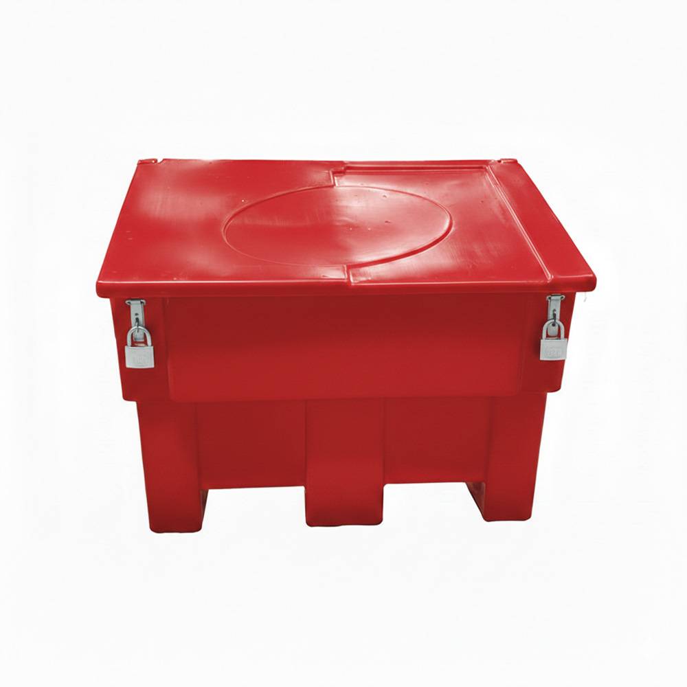 Bac à sable incendie/ à sel de déneigement 300l avec grenouillères+cadenas-plast'up rotomoulage - Image 1