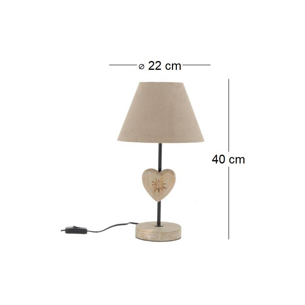 Aubry Gaspard - Lampe à poser en métal et bois Coeur - Imagen 3
