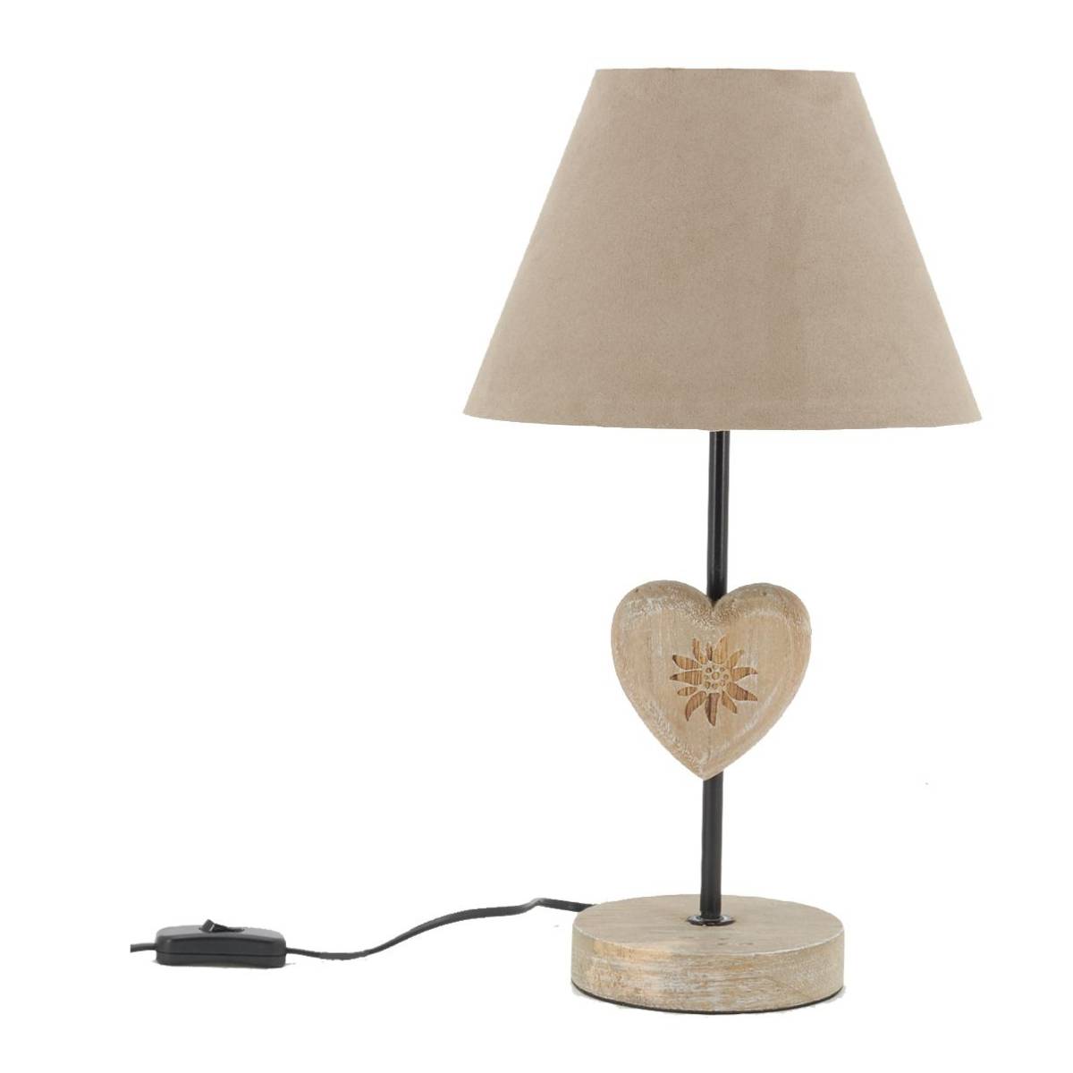 Aubry Gaspard - Lampe à poser en métal et bois Coeur - Imagen 1