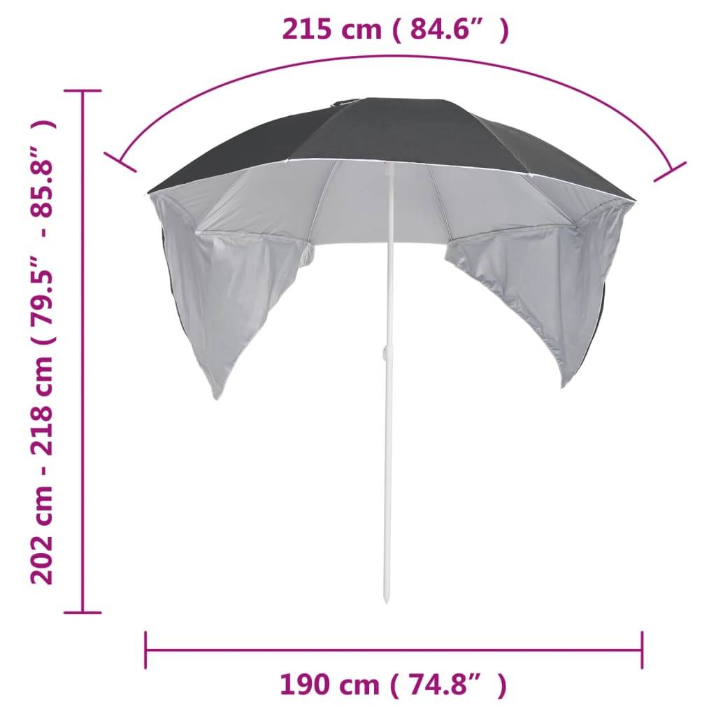 Helloshop26 - Parasol de plage avec parois latérales 215 cm anthracite - Imagen 8