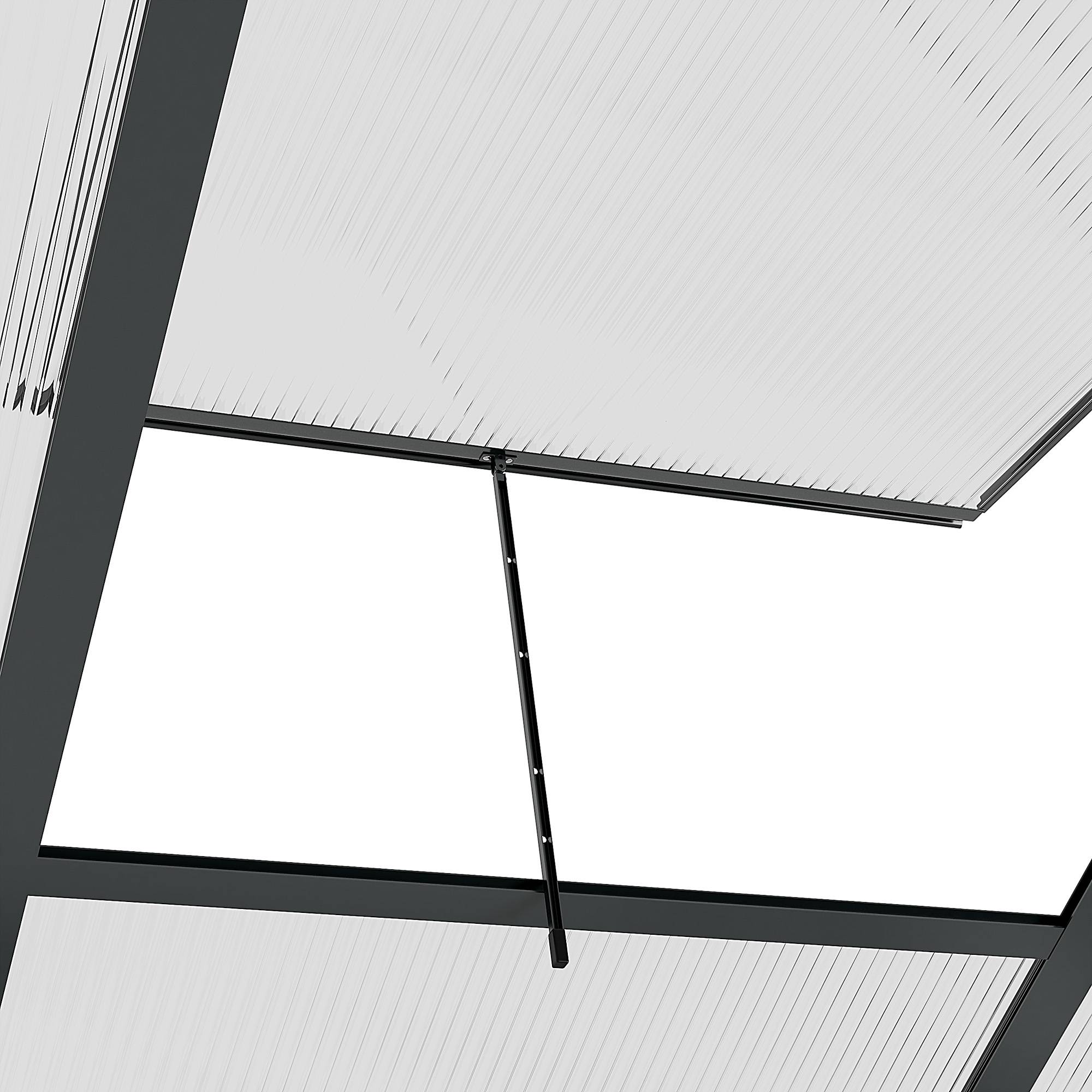 Outsunny - Serre de jardin alu polycarbonate 3,65m² - 1,9x1,92x2,01m - lucarne porte coulissante fondation incluse - Outsunny - Image 10