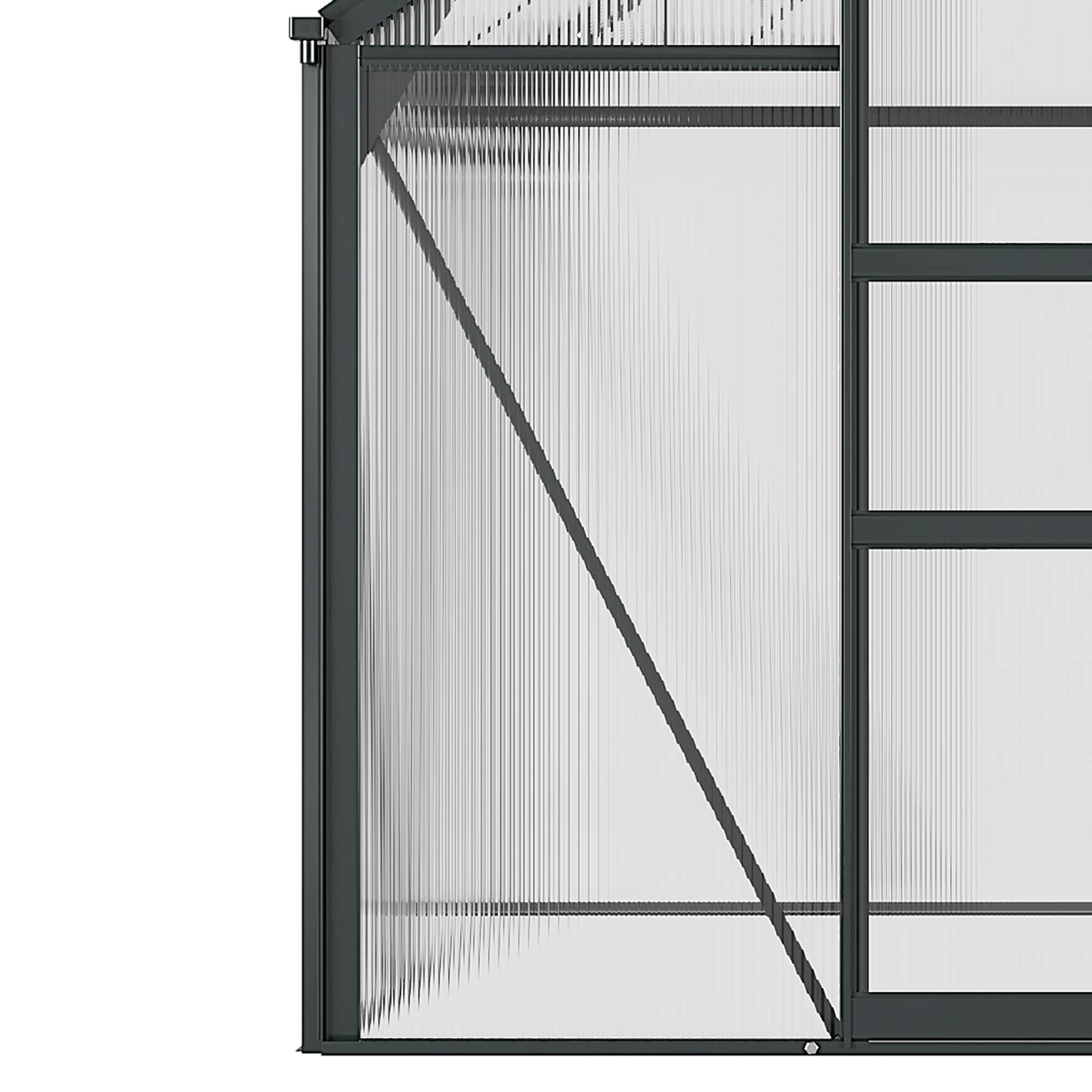 Outsunny - Serre de jardin alu polycarbonate 3,65m² - 1,9x1,92x2,01m - lucarne porte coulissante fondation incluse - Outsunny - Image 9