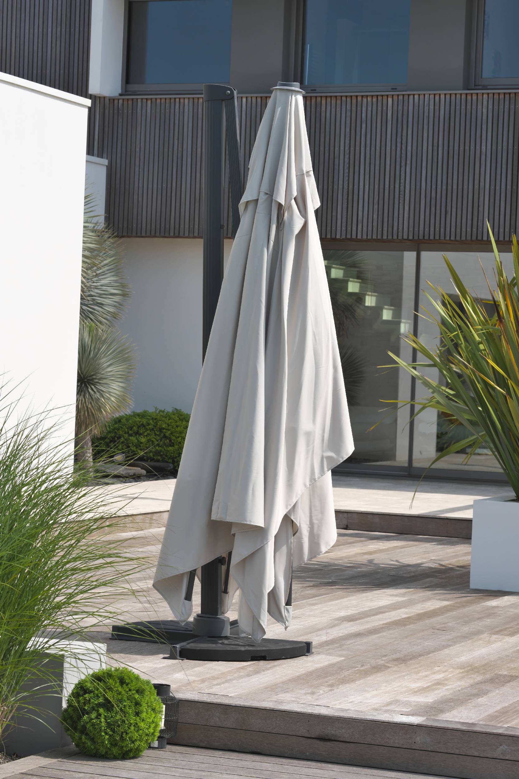 Dcb Garden - Parasol avec pied excentré en acier et toilee - Gris clair - SEVILLA - Imagen 4