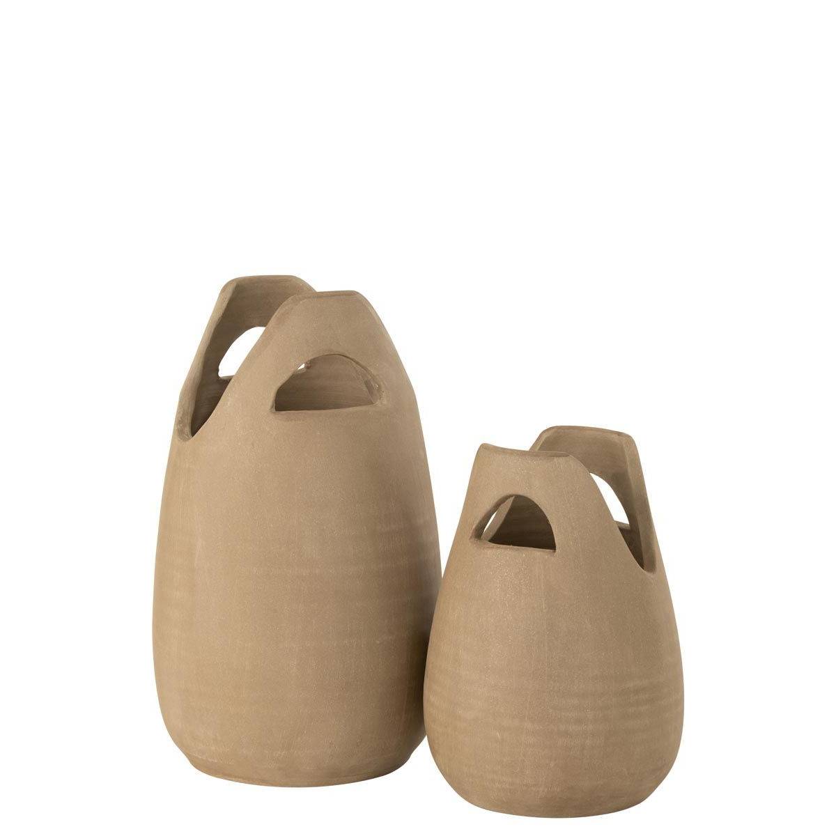 Vase Déco avec Anses "Pure Nature" 40cm Beige - Image 2