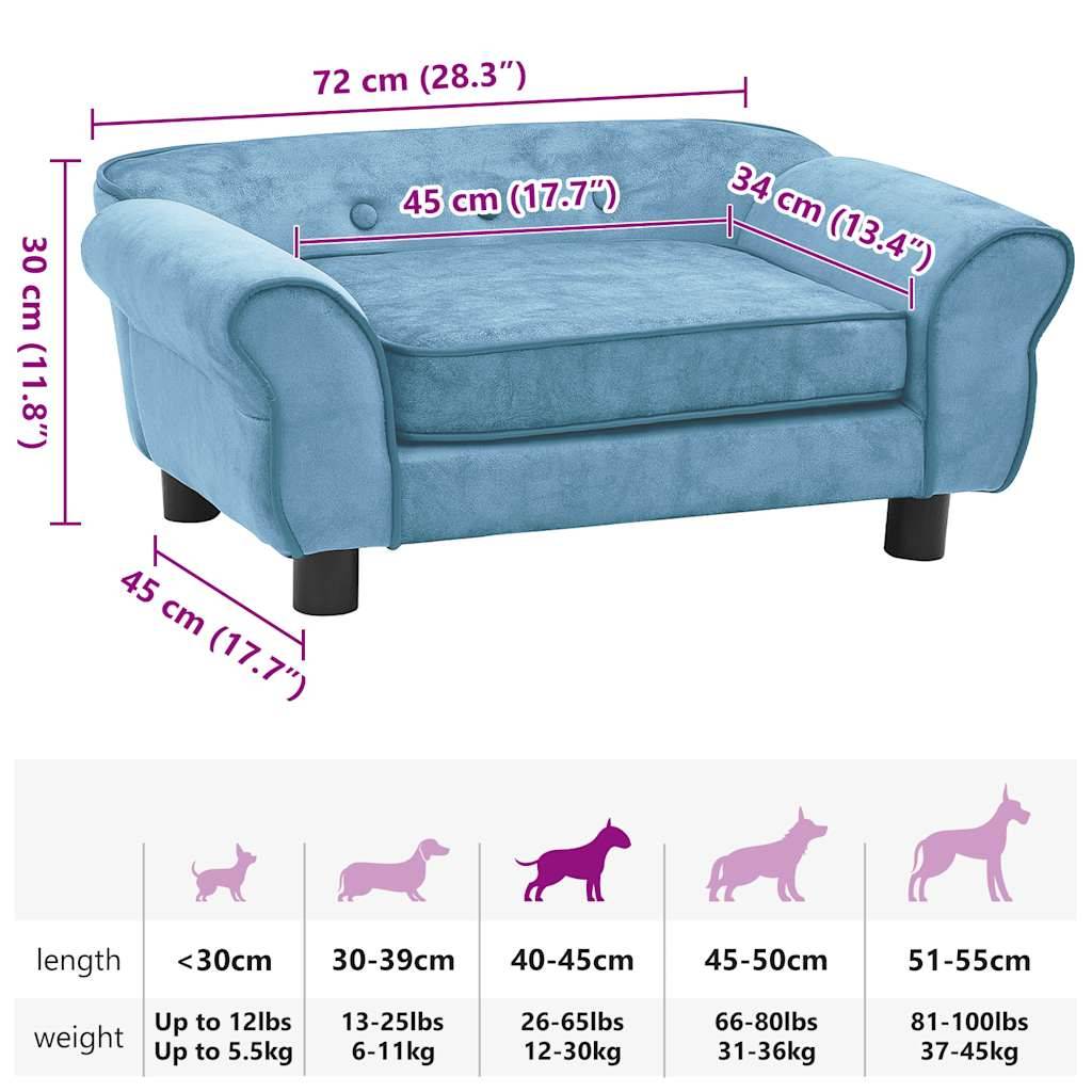 Vidaxl - Canapé pour chien Turquoise 72x45x30 cm Peluche vidaXL 171043 - Imagen 5