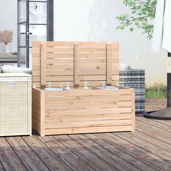 Coffre de jardin bois de pin naturel 101 x 50.5 x 46.5 cm - PANGIVO - Image 3