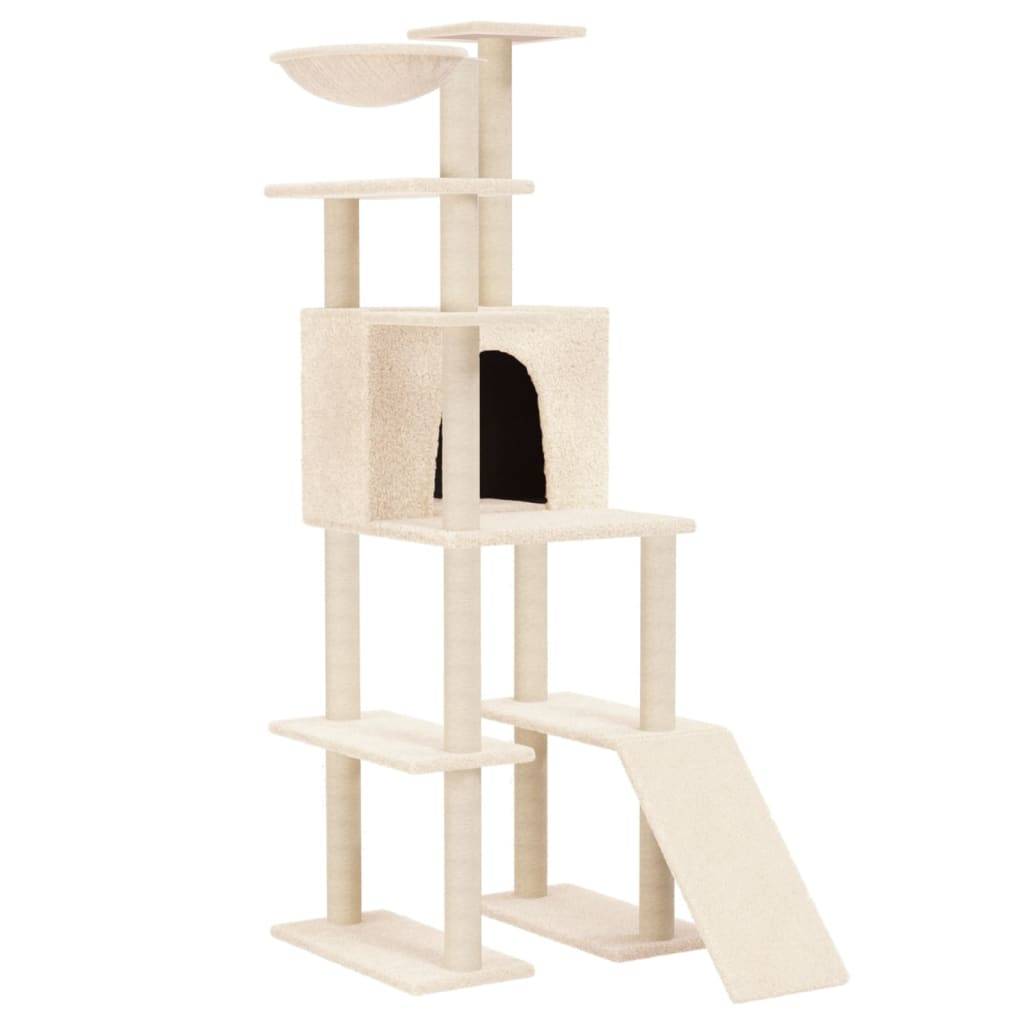 Arbre à Chat Hamac Sisal Échelle Crème 166cm pour Chat Grimpeur Durable - ComfortXL Outdoor Living - Image 2