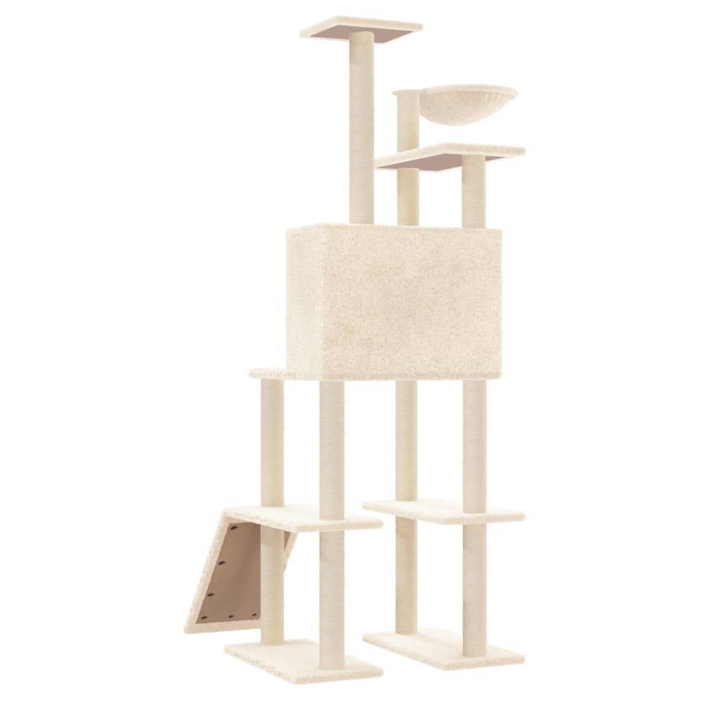 Arbre à Chat Hamac Sisal Échelle Crème 166cm pour Chat Grimpeur Durable - ComfortXL Outdoor Living - Image 5