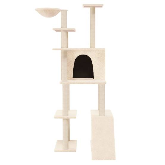 Arbre à Chat Hamac Sisal Échelle Crème 166cm pour Chat Grimpeur Durable - ComfortXL Outdoor Living - Image 3