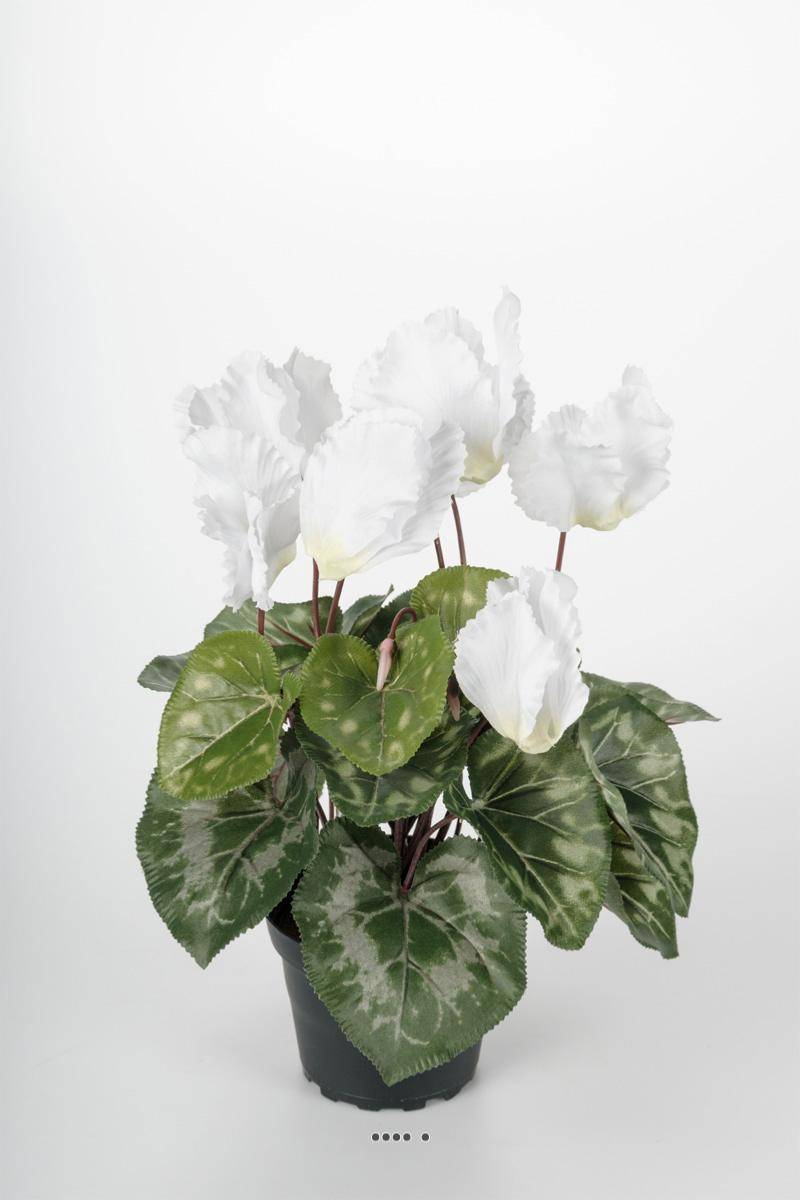 Artificielles - Cyclamen artificiel en pot 7 têtes H 33 cm Blanc neige - couleur: Blanc neige - Imagen 2