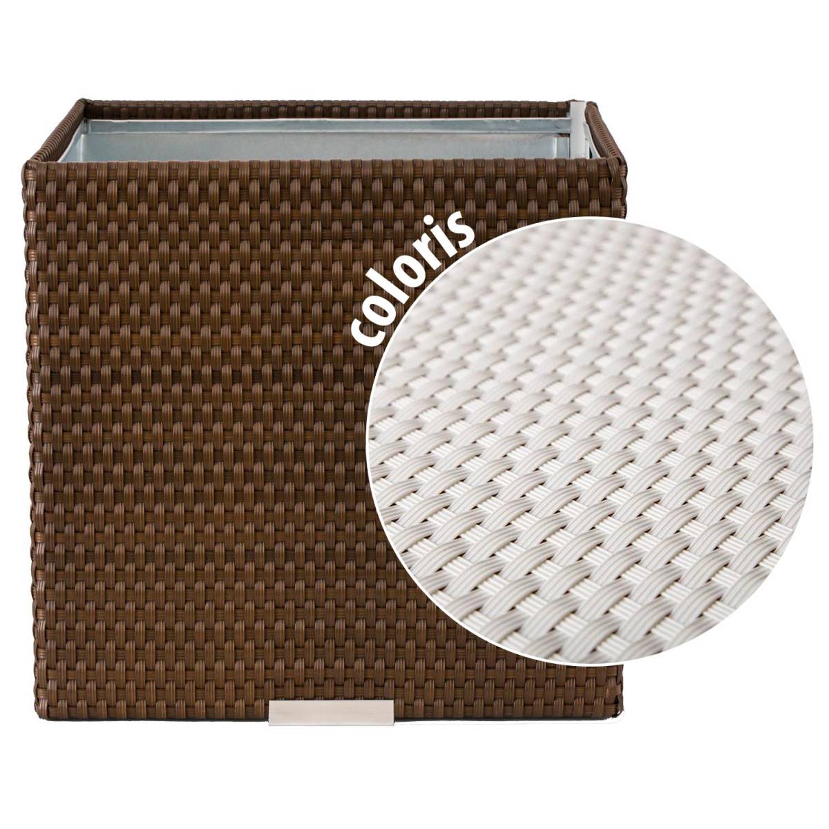 Rattan Art - Jardinière en résine tressée 46 x 46 x 46 cm Blanc - Imagen 1