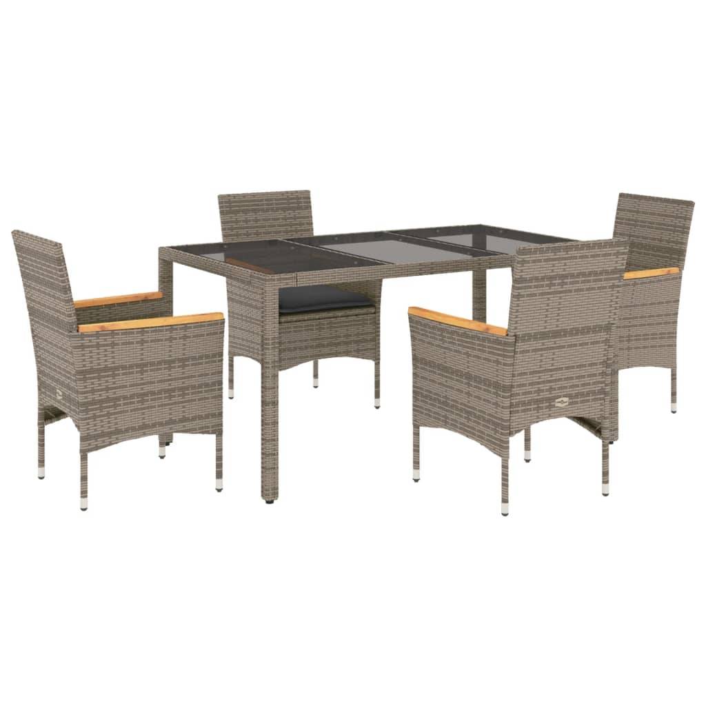 Salon de Jardin 4 Personnes Résine Grise Table Verre 150cm et Chaises Finition Bois – ComfortXL Outdoor Living - Image 2