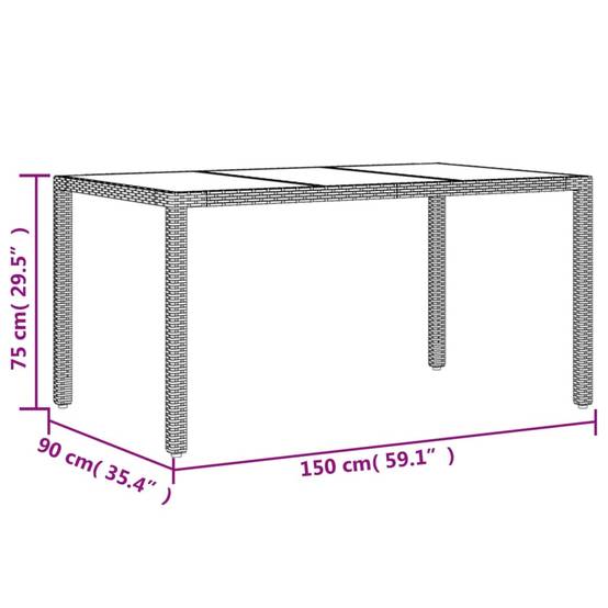 Salon de Jardin 4 Personnes Résine Grise Table Verre 150cm et Chaises Finition Bois – ComfortXL Outdoor Living - Image 9