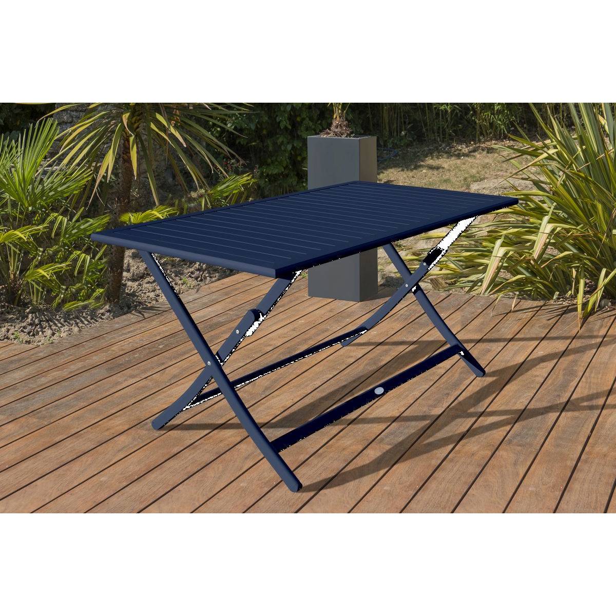Paris Prix - Table de Jardin Pliante & 4 Chaises "Marius" 140cm Bleu Marine - Imagen 3