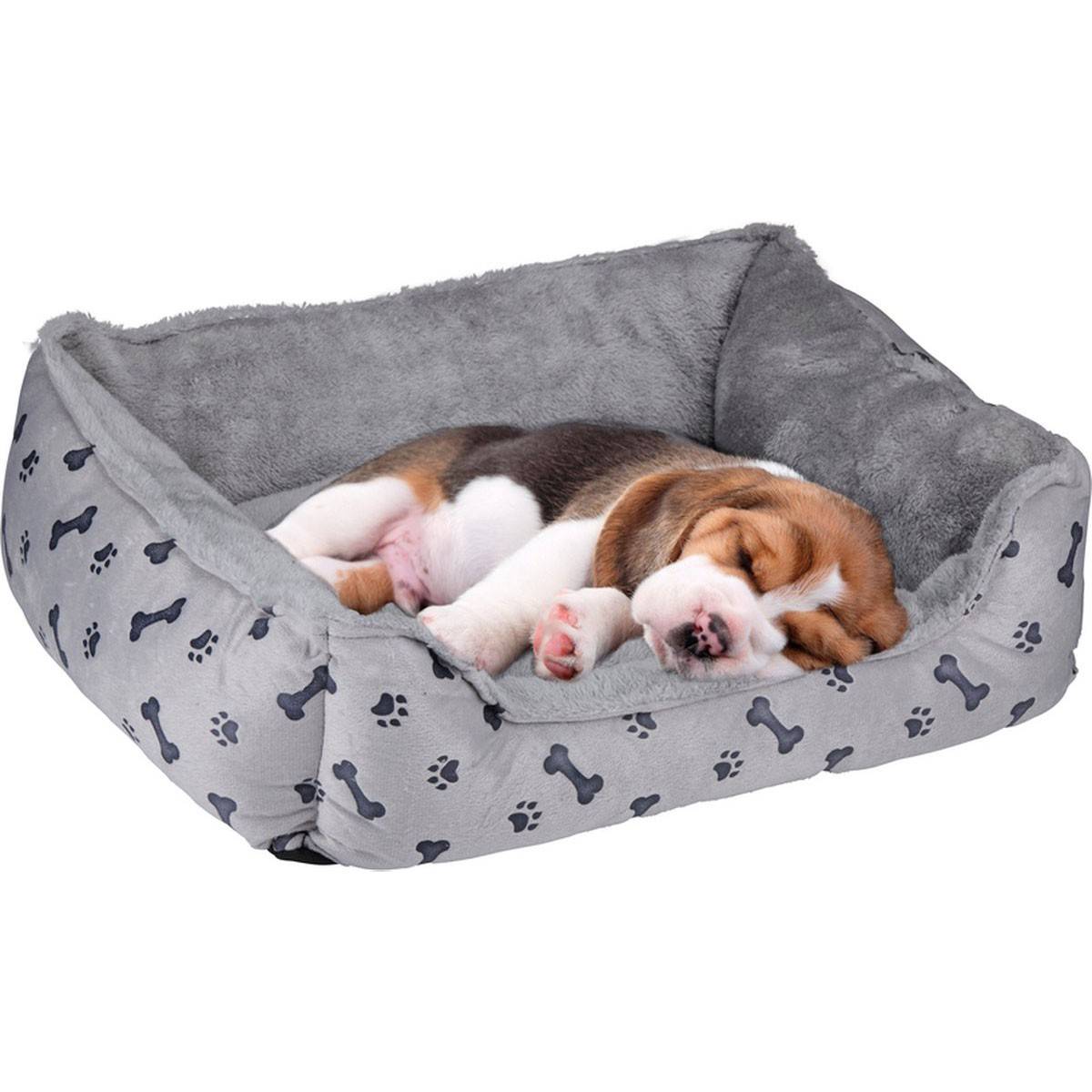Panier pour Chien Coussin confortable pour animal de compagnie Chien et chiot 5 à 15kg Gris avec Motif KZ GARDEN - Imagen 1