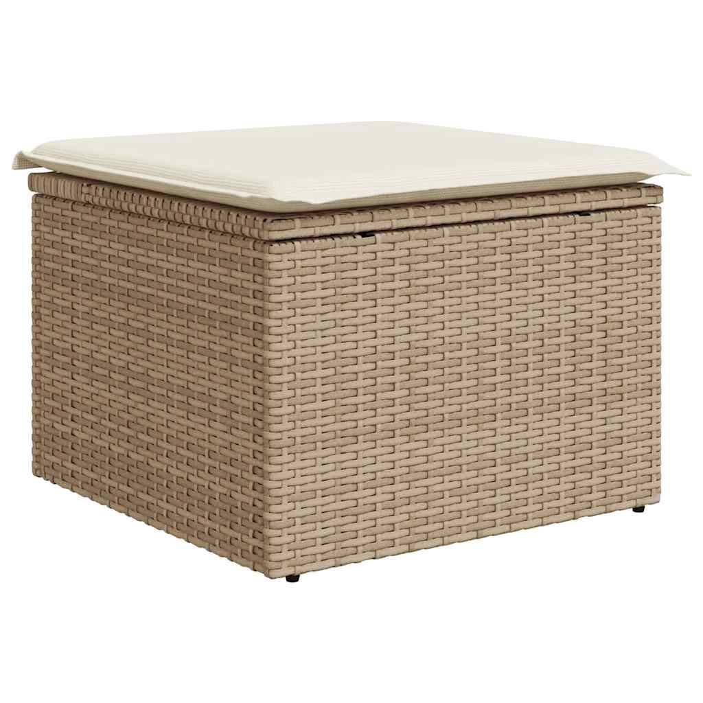 Salon de terrasse 8 éléments modulable en résine tressée avec rangement pratique Beige – ComfortXL Outdoor Living - Image 7