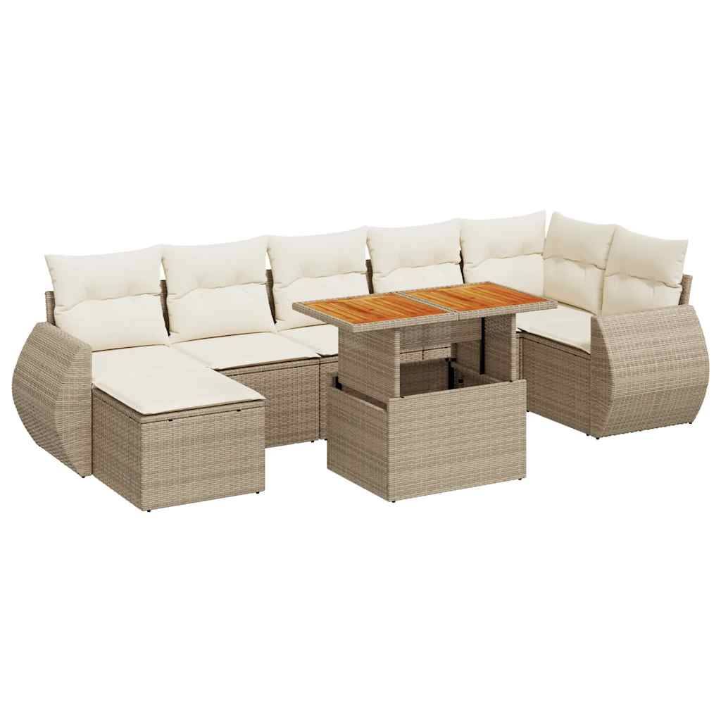 Salon de terrasse 8 éléments modulable en résine tressée avec rangement pratique Beige – ComfortXL Outdoor Living - Image 2