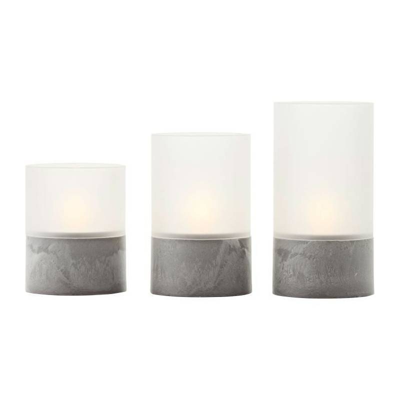 Brilliant - Lot 3 Lampes A Poser Led Bougie Brilliant - 2500k - Plastique Et Verre - Gris Et Blanc Mat - Imagen 1