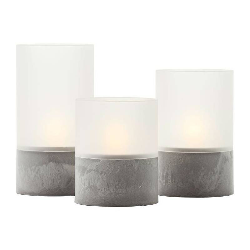 Brilliant - Lot 3 Lampes A Poser Led Bougie Brilliant - 2500k - Plastique Et Verre - Gris Et Blanc Mat - Imagen 6
