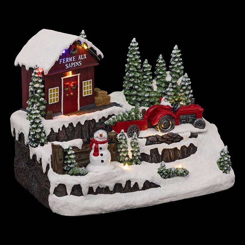 Feeric Christmas - Village lumineux bonhomme de neige et tracteur 10 LED H.23cm musical - Feeric Lights & Christmas - Imagen 2