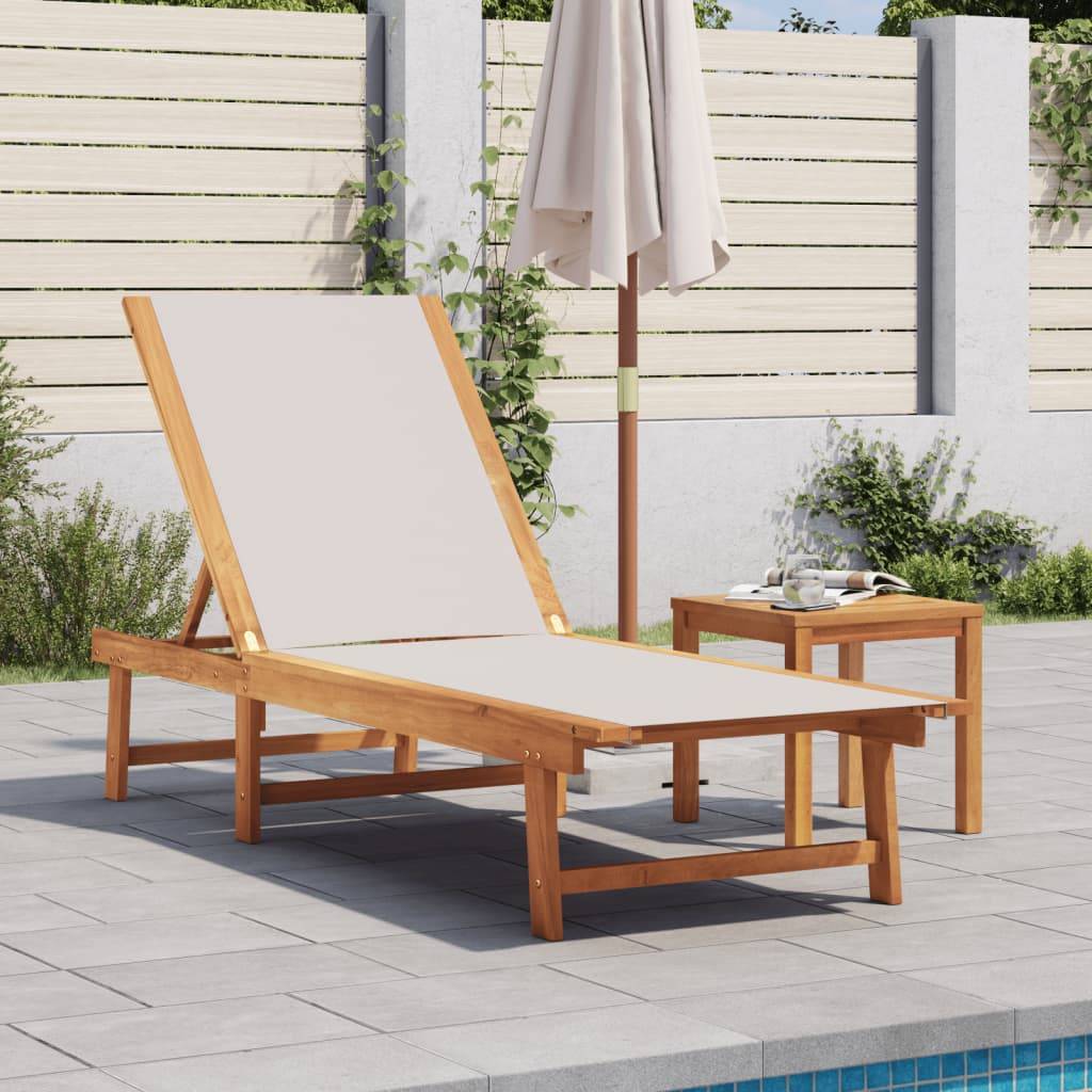Vidaxl - Chaise longue gris bois d'acacia solide et textilène vidaXL 4008413 - Image 1