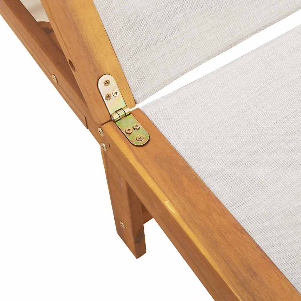 Vidaxl - Chaise longue gris bois d'acacia solide et textilène vidaXL 4008413 - Image 4