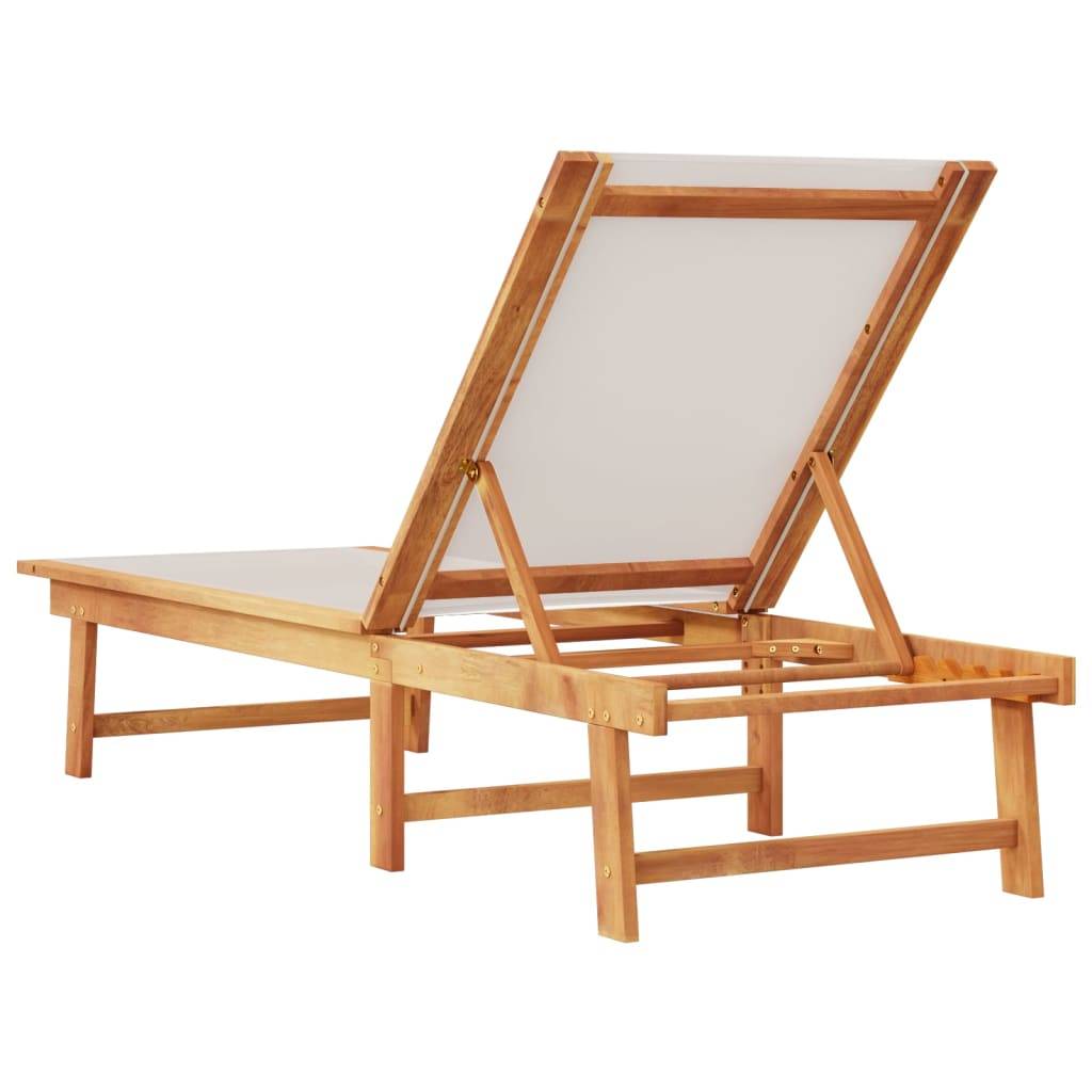 Vidaxl - Chaise longue gris bois d'acacia solide et textilène vidaXL 4008413 - Image 6