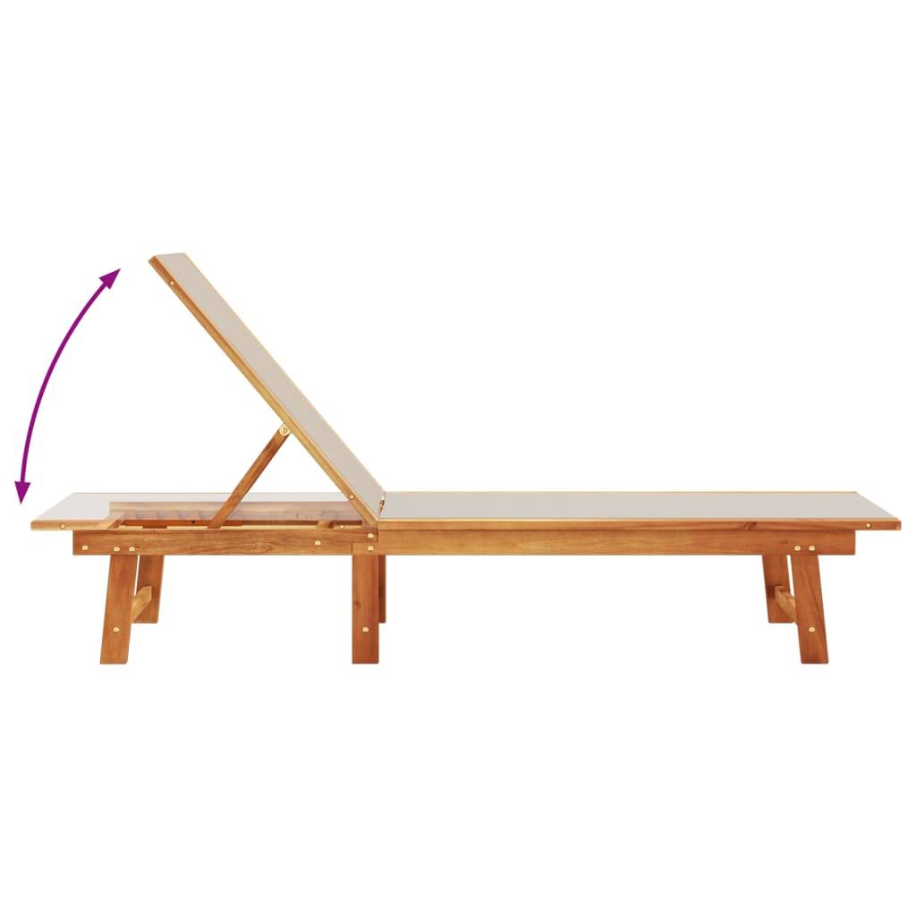 Vidaxl - Chaise longue gris bois d'acacia solide et textilène vidaXL 4008413 - Image 7