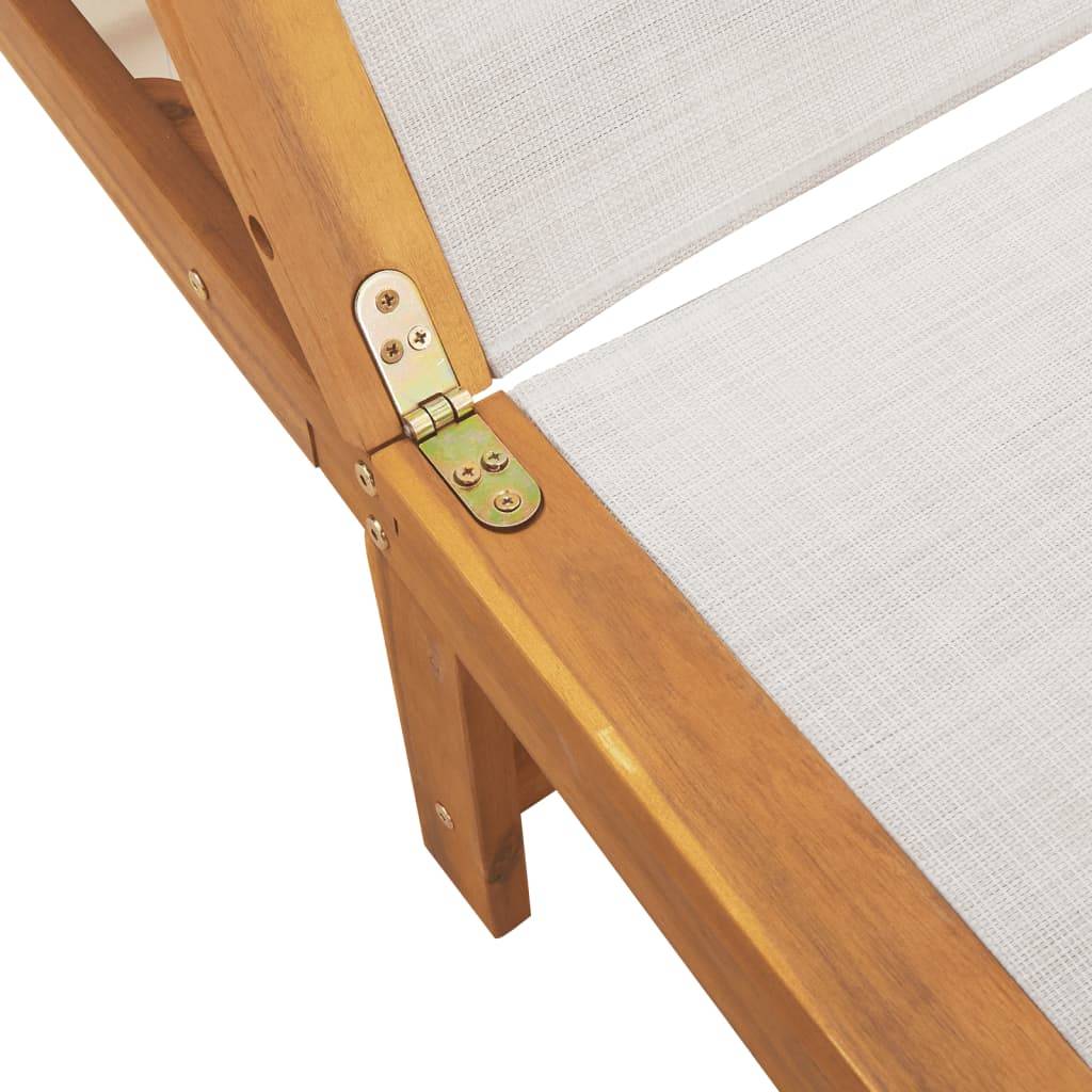 Vidaxl - Chaise longue gris bois d'acacia solide et textilène vidaXL 4008413 - Image 8