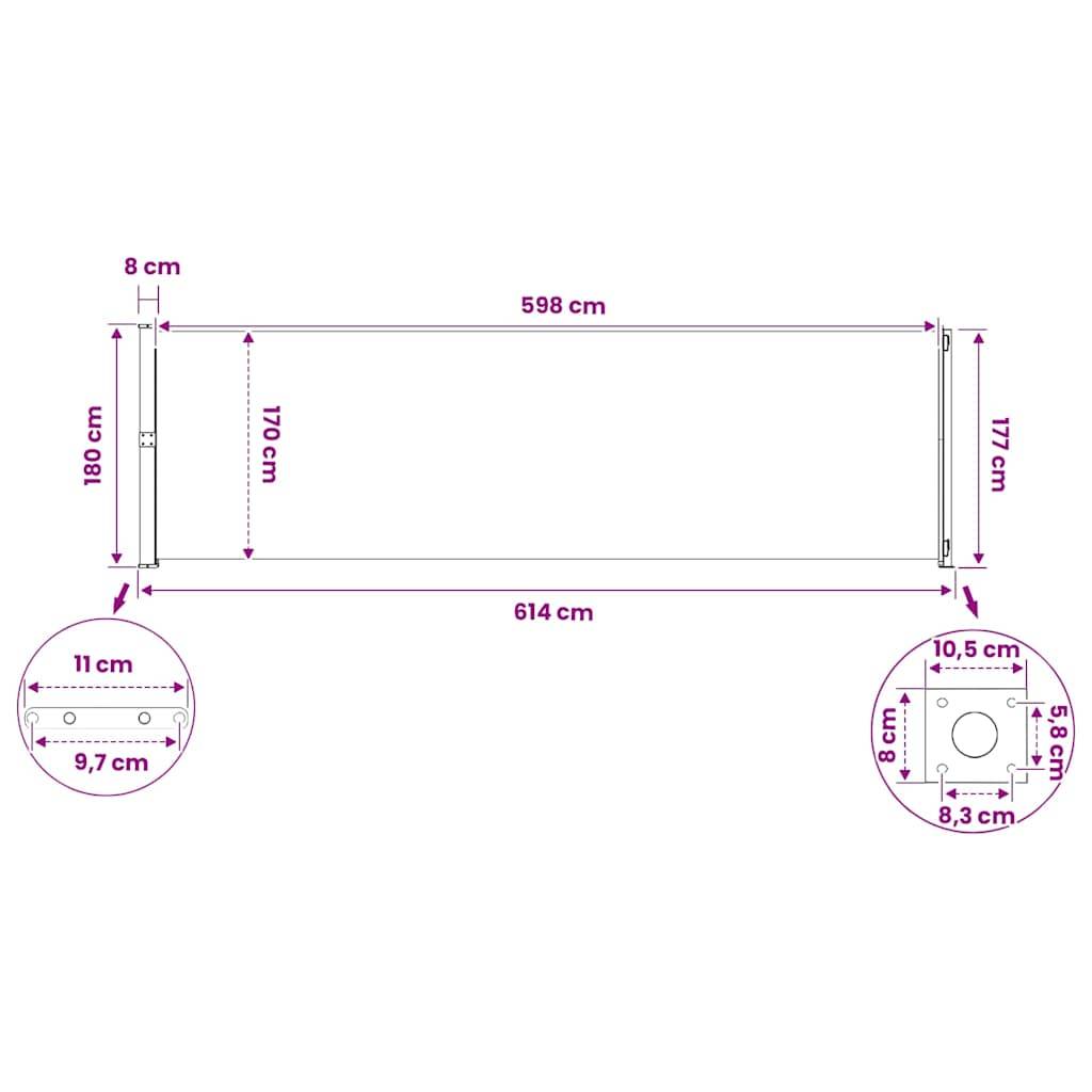 Vidaxl - Auvent latéral rétractable de patio 180x614 cm Noir vidaXL 317964 - Imagen 3
