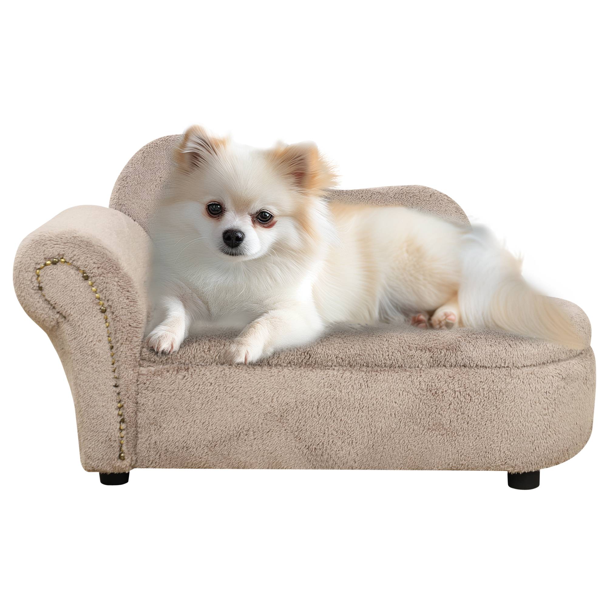 ComfortXL - Canapé surélevé chien bois effet velours intérieur coffre intégré beige 80x40x46cm - ComfortXL Outdoor Living
