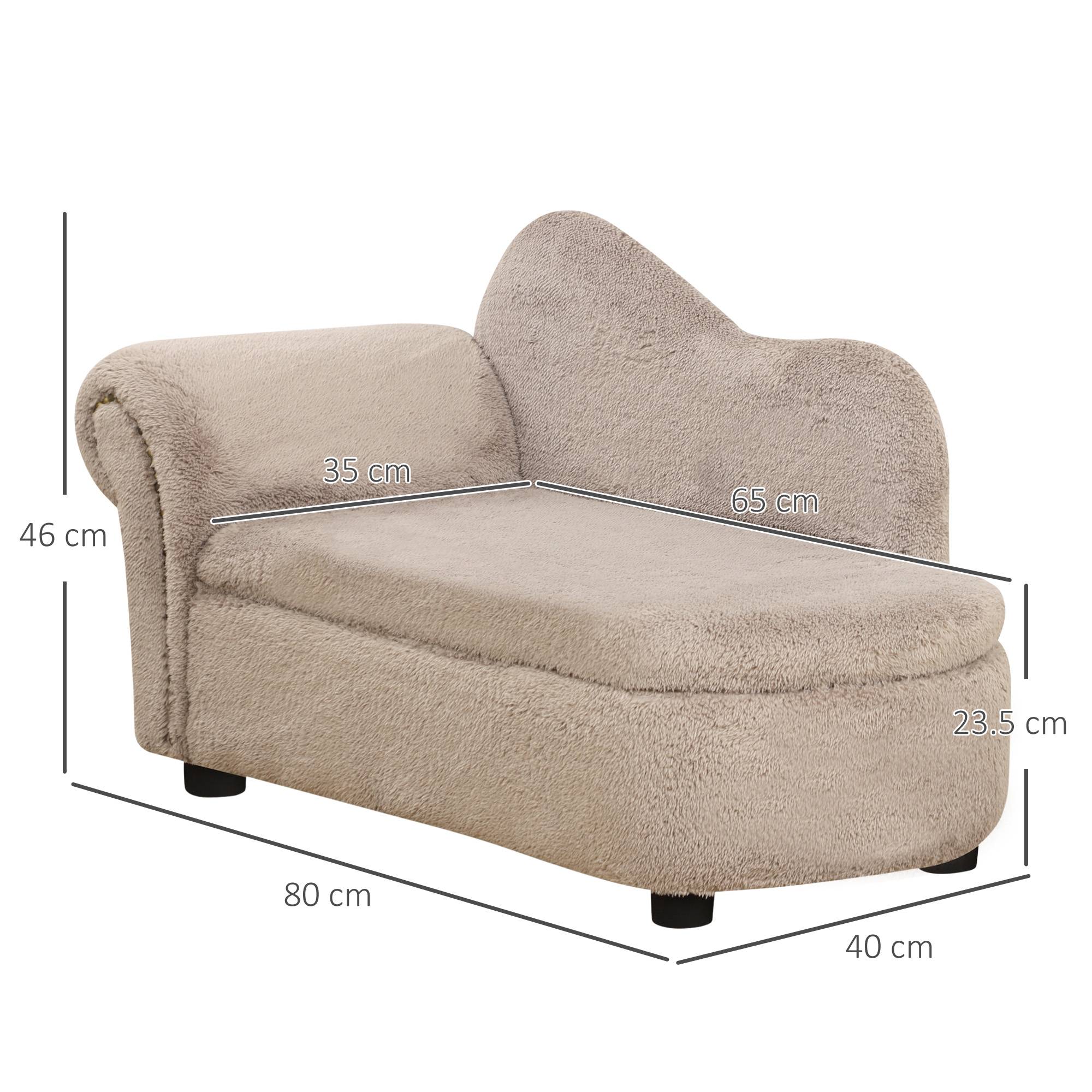 Canapé surélevé chien bois effet velours intérieur coffre intégré beige 80x40x46cm - ComfortXL Outdoor Living - Image 5