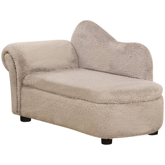 Sans Marque - Canapé surélevé chien rangement rétractable rembourré bois velours 80x40x46 cm beige - Image 2