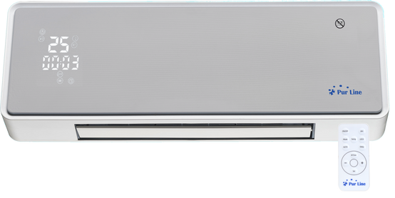 Chauffage soufflant 2000 W façade en verre argenté télécommande et minuterie - Purline - Image 6