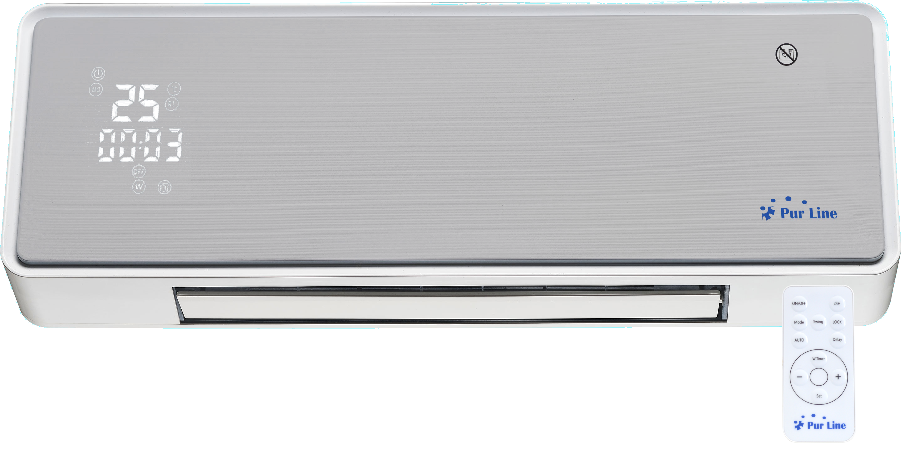 Chauffage soufflant 2000 W façade en verre argenté télécommande et minuterie - Purline - Image 6