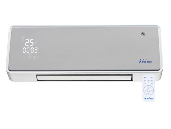 Chauffage soufflant 2000 W façade en verre argenté télécommande et minuterie - Purline - Image 1