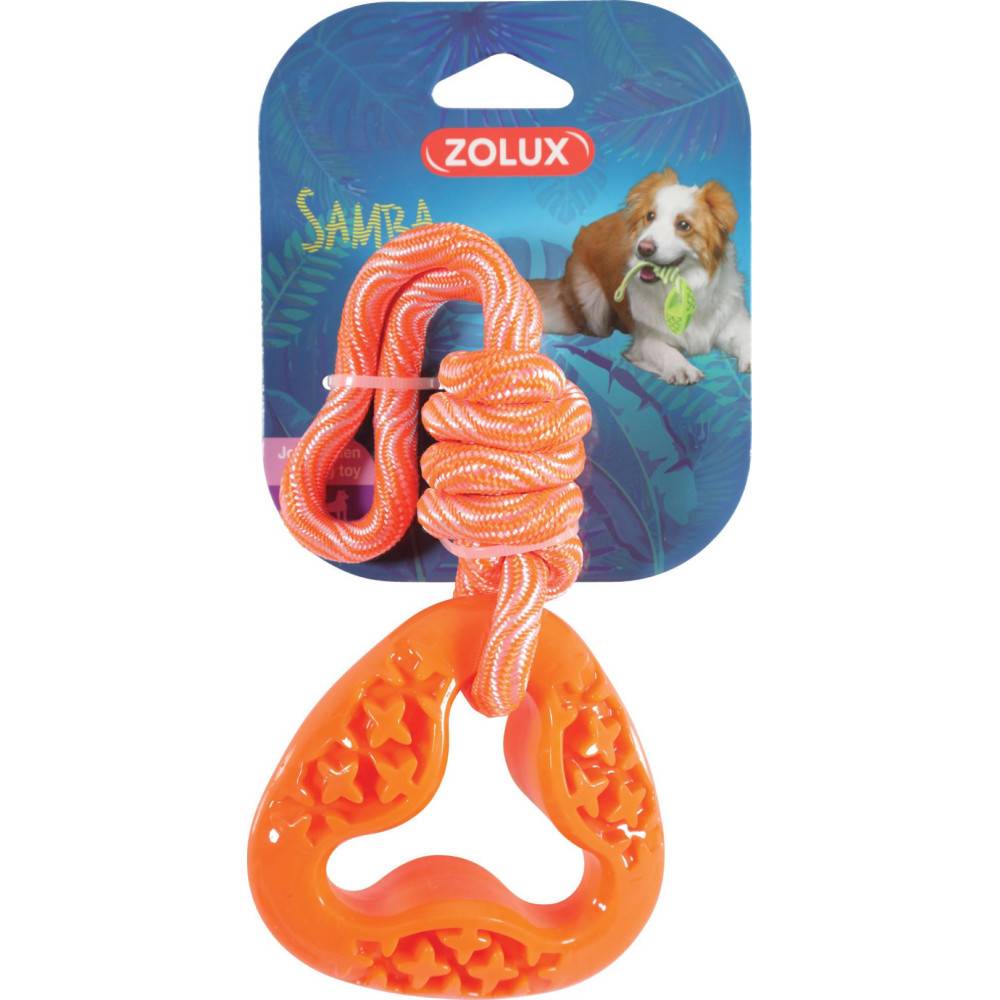 Animallparadise - Anneau triangle en TPR et corde longueur total 24.5 cm , orange,  jeux pour chien - Imagen 2
