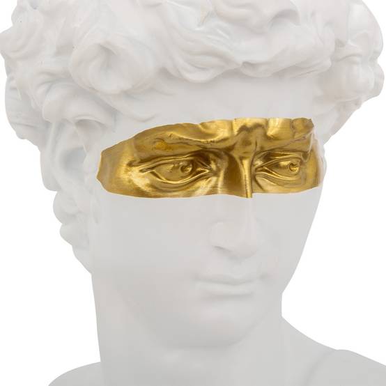 Objet décoratif Statue Tête de David en résine blanche avec masque doré H 24 cm - Image 2