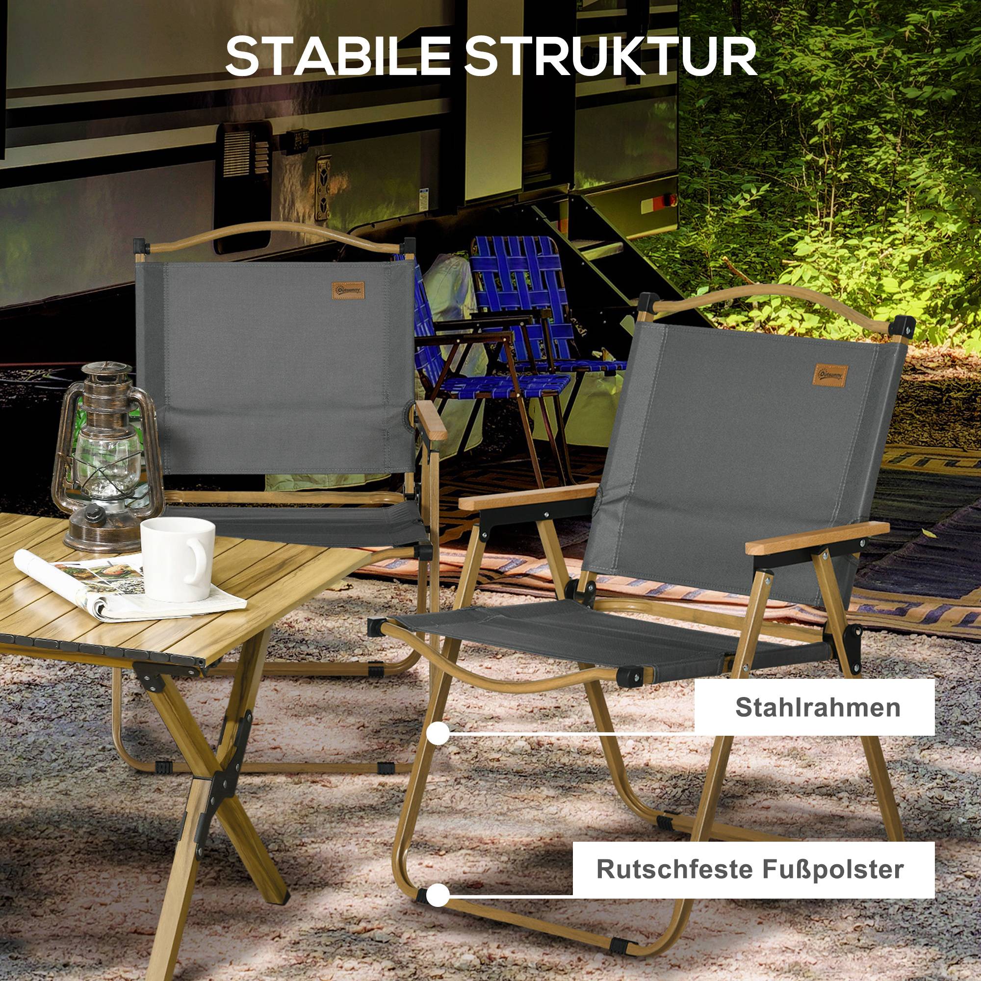 Chaises de camping pliantes acier gris foncé 54 x 59 x 78 cm - PANGIVO - Image 9