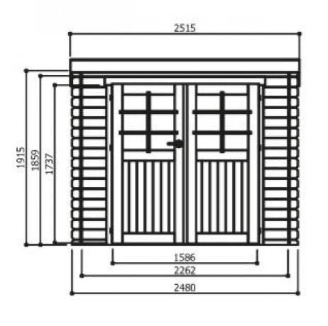 Abri de jardin HOF en bois 5,12m², Plancher Non, Abri bûches Oui, Armoire adossée 2 portes - Image 2
