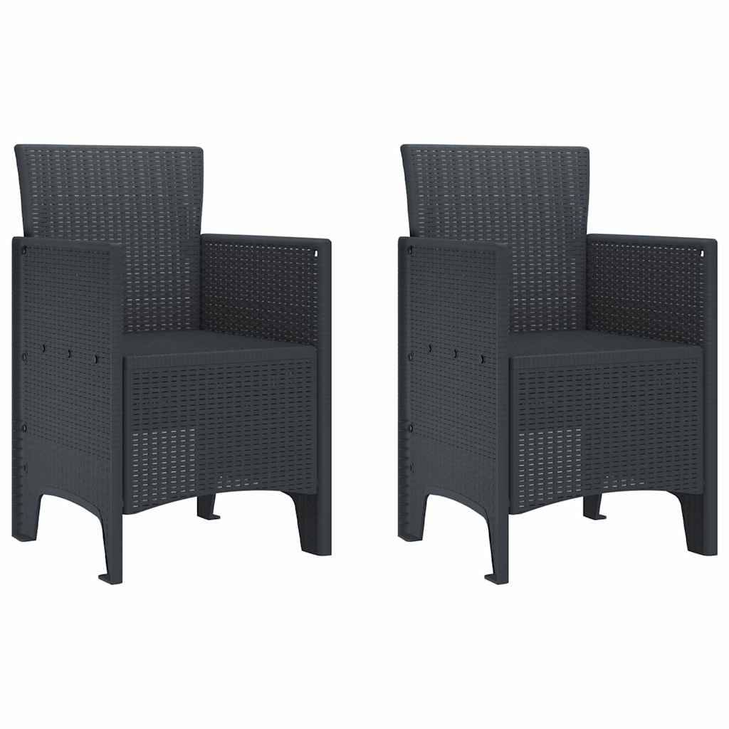 Maison Chic - Lot De 2 Chaises De Jardin - Fauteuils De Jardin Anthracite 53 x 49 x 85 cm PP - Image 1