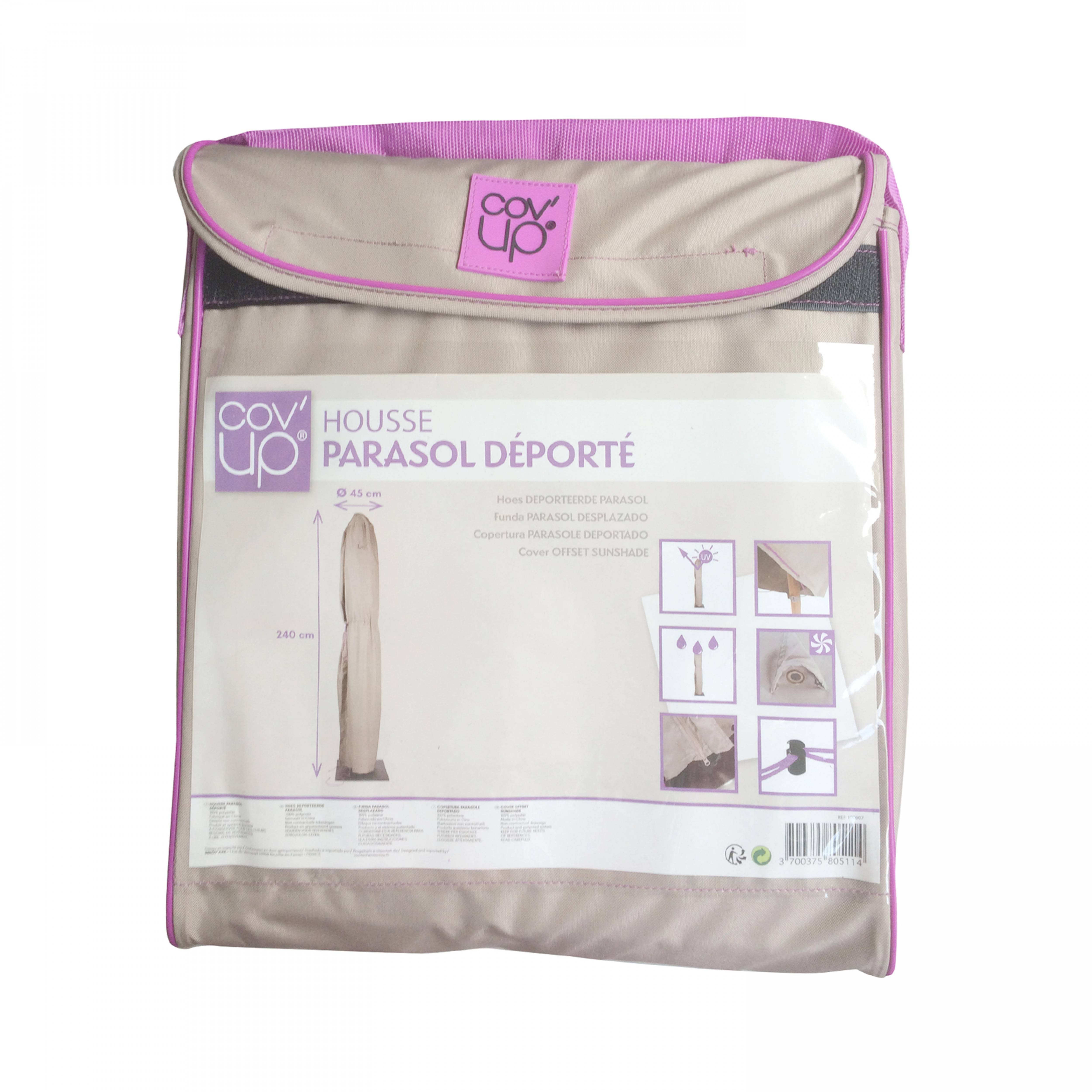 Oviala - Housse de protection parasol déporté 240 cm taupe Cov'Up - Oviala - Imagen 2