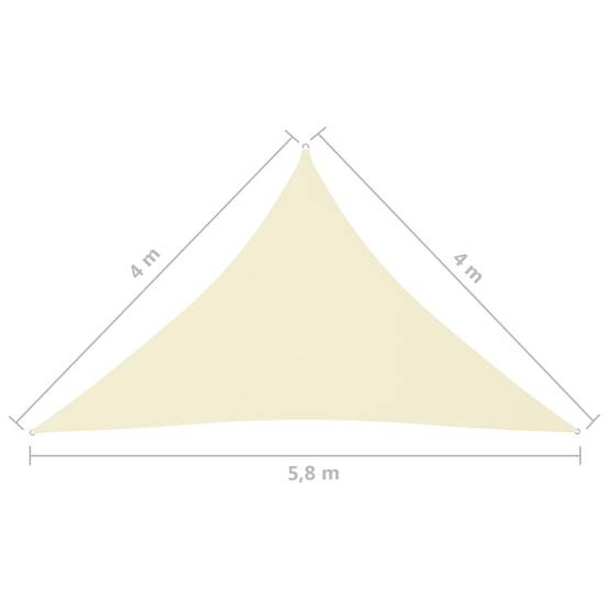 Helloshop26 - Voile d'ombrage parasol tissu oxford triangulaire 4 x 4 x 5,8 m crème - Imagen 6