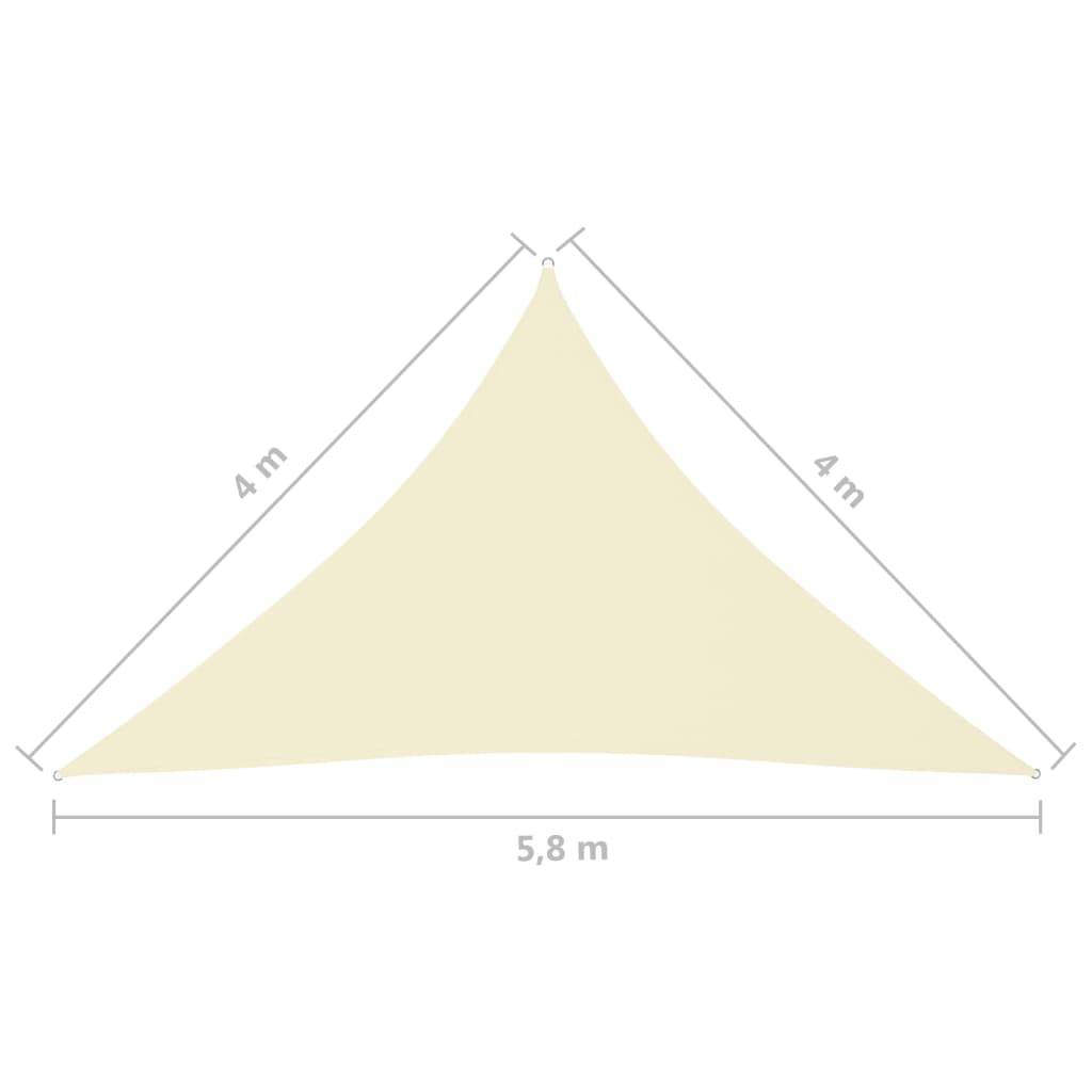 Helloshop26 - Voile d'ombrage parasol tissu oxford triangulaire 4 x 4 x 5,8 m crème - Imagen 6