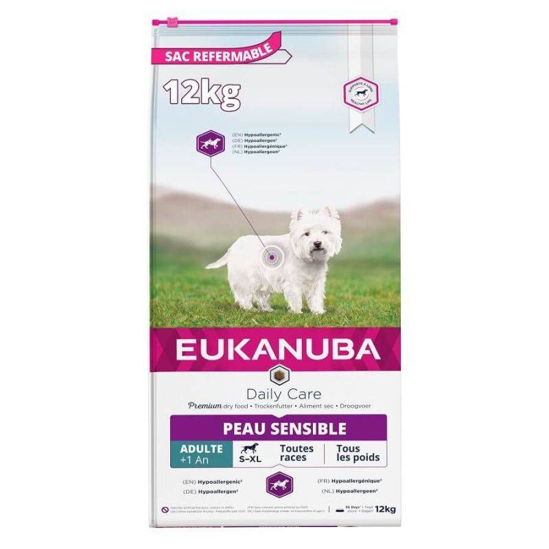 Eukanuba - CROQUETTES CHIEN ADULT SENSITIVE SKIN - EUKANUBA 12 kg