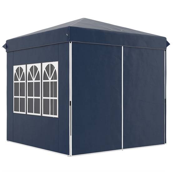 Tonnelle pliante pop-up en métal pour réception avec fenêtres réglable 248x248 cm bleu - ComfortXL Outdoor Living - Image 2