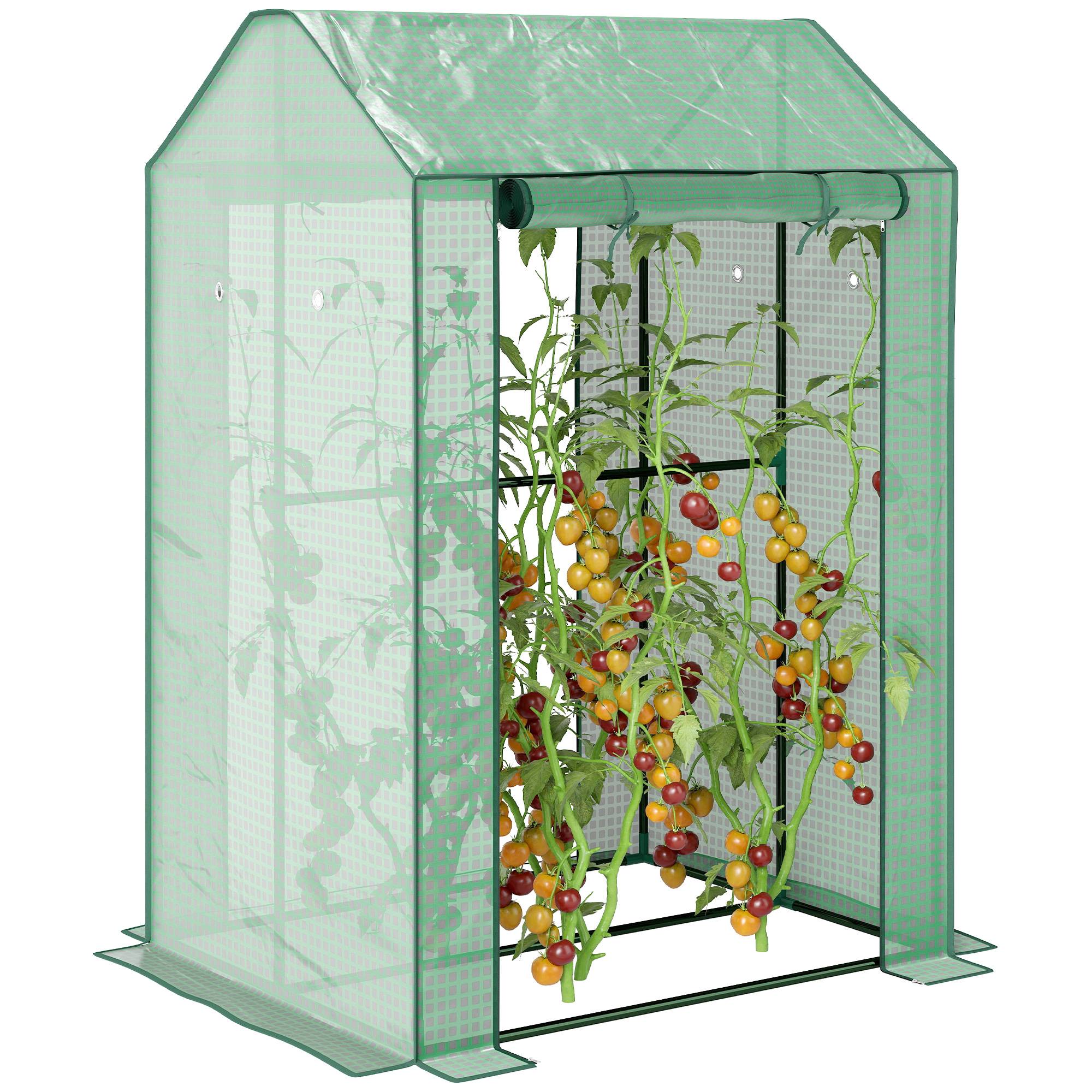 Serre de jardin acier et PE pour potager double espace culture 100x80x150cm vert - ComfortXL Outdoor Living - Image 1