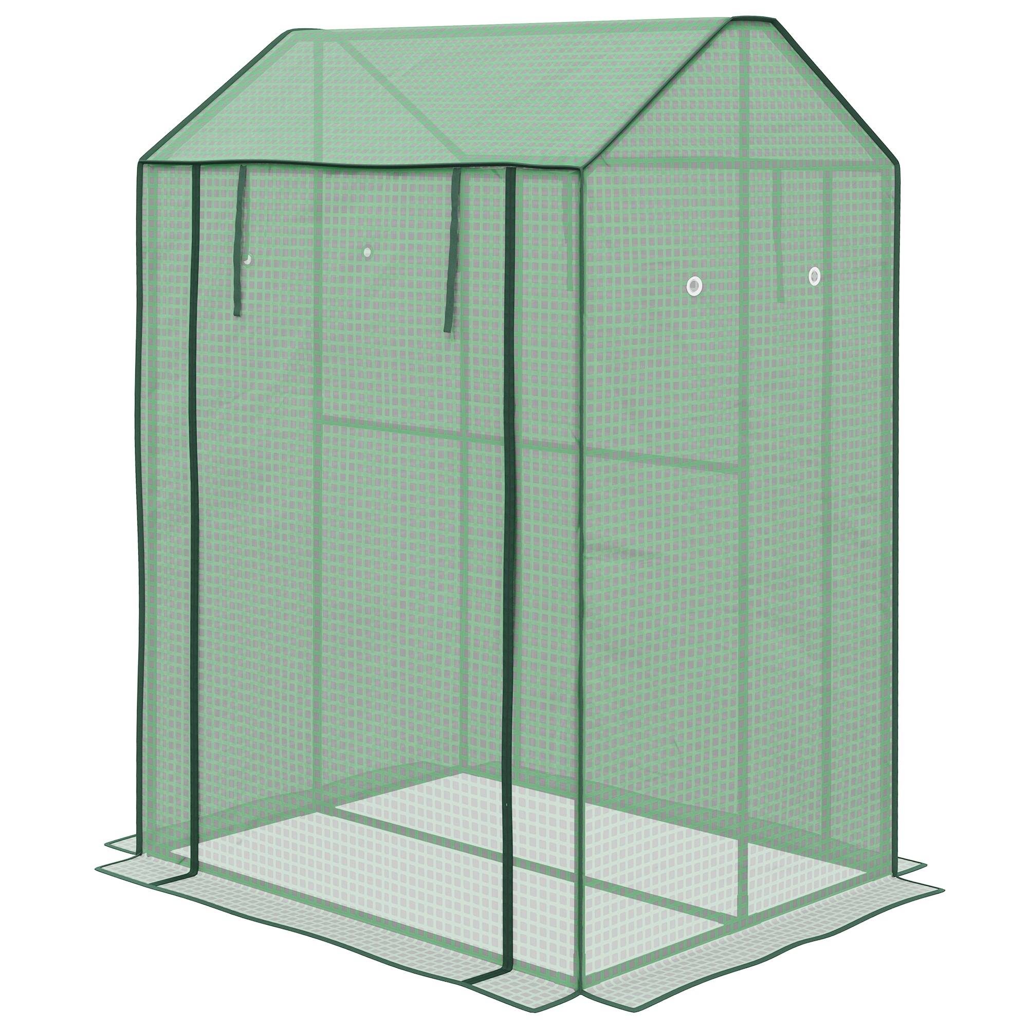 Serre de jardin acier et PE pour potager double espace culture 100x80x150cm vert - ComfortXL Outdoor Living - Image 2